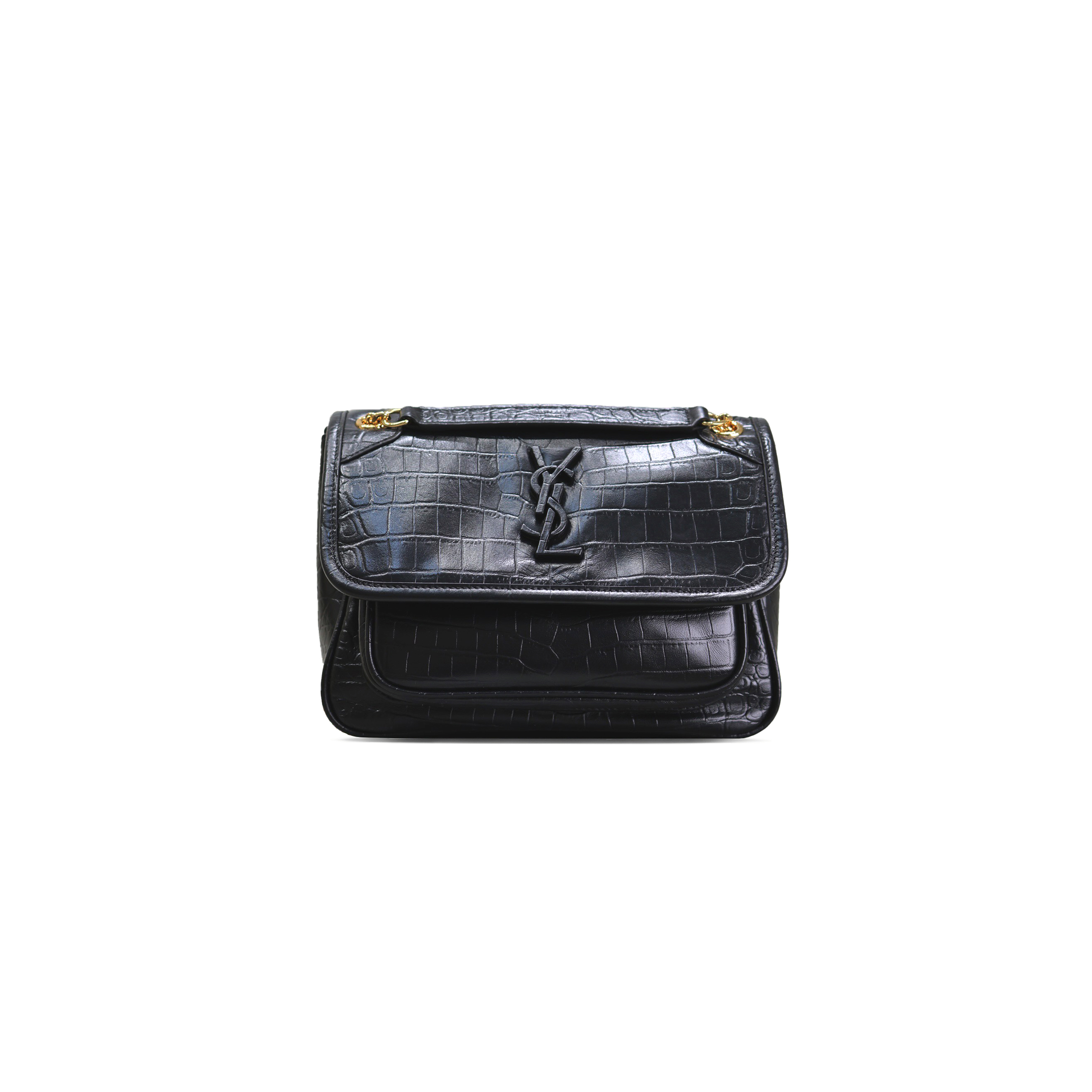 YSL NIKI BABY IN CROCODILE-EMBOSSED LEATHER 633151641578 (22*16.5*12cm)